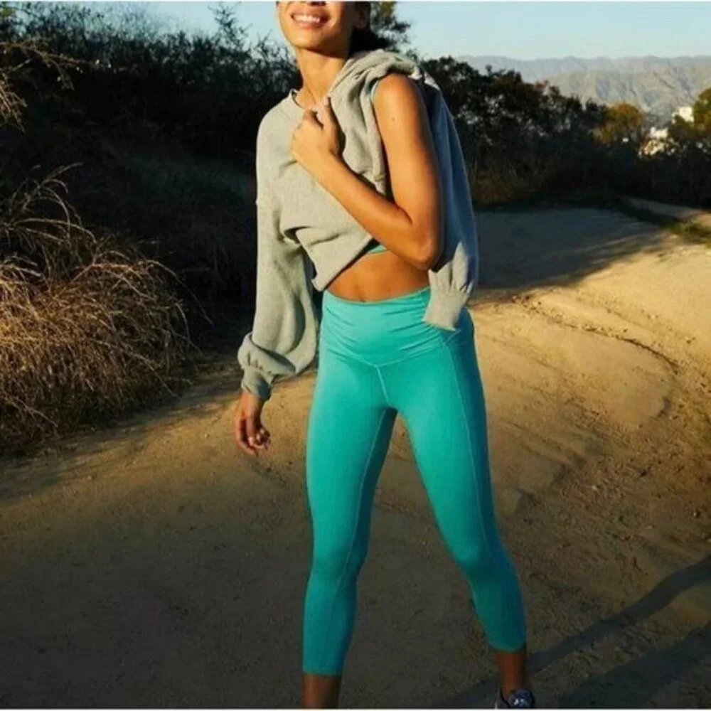 New Free People FP Movement Breathe‎ Easy Leggings Turquoise